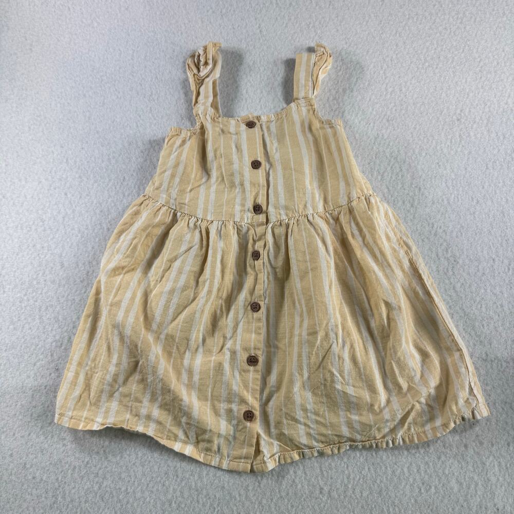 H&M 3T Dress Light yellow and White Stripe Everyday Dress Spring Easter Toddler